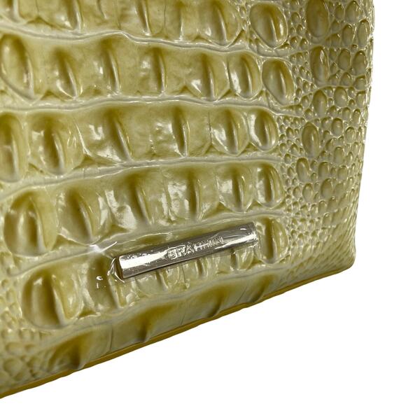 Brahmin Croc Embossed Leather Amelia Bucket Bag in Lemonade Yellow - Picture 3 of 9